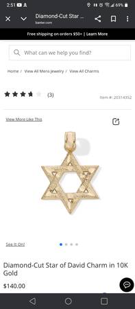 10k gold star of david necklace charm 1