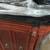 MAHOGANY WOOD AND STONE BUFFET TABLE, EXCELLENT SHAPE 3 thumbnail