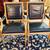 pair Regency / Louis / Gustavian Armchairs Navy Leather 1 thumbnail