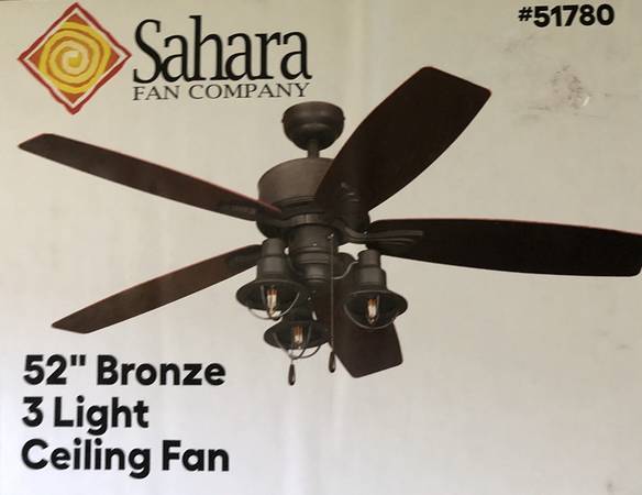 NEW, 52 inch ceiling fan with three lights 1