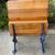 Cast Iron & Wood children’s school desk chair - back row 3 thumbnail
