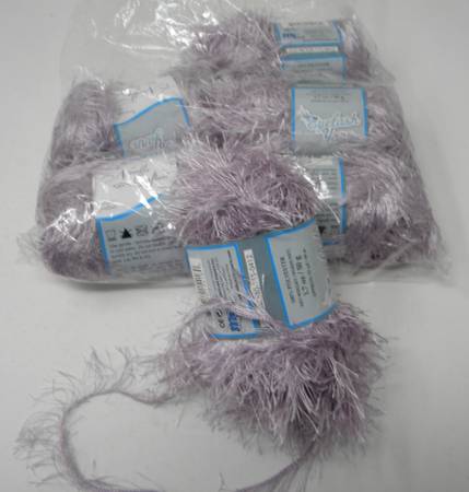 7 skeins Soft Lilac Eyelash Yarn 1