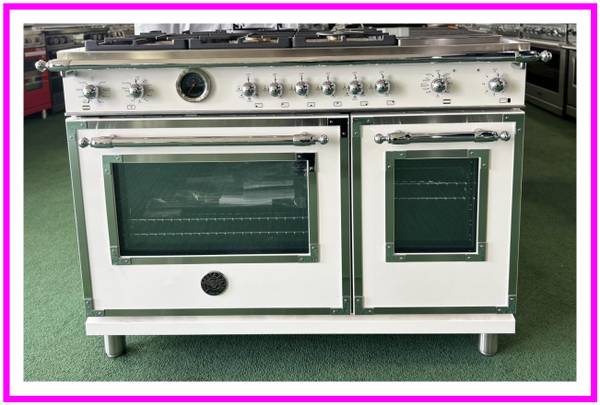 Bertazzoni Heritage 48'' Free Standing Dual Fuel Range Ivory Gloss 1