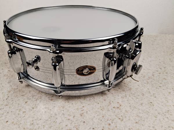 1960s Slingerland brass snare drum, Gene Krupa Sound King model, 14"x5 1
