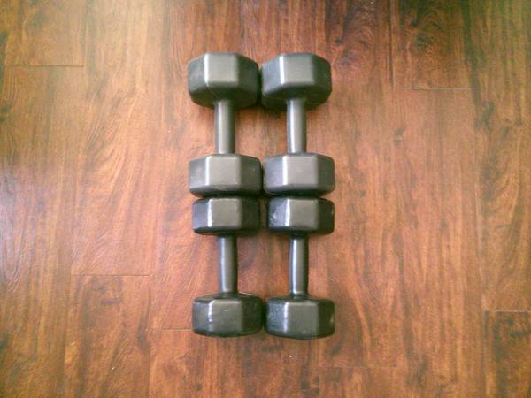Plastic Hex Dumbbells 8 & 10 lb. pairs - all for 1