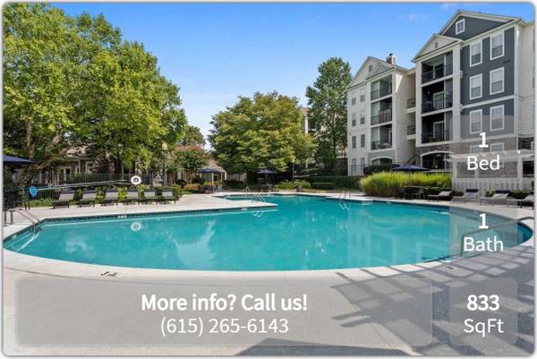 $1,630 / 1br - 833ft2 - Absolutely fabulous 1 bed, 1 bath! Luxury living at IMT Cool Springs (Franklin - Cool Springs Mall)63904821234691121