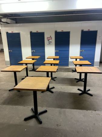 10 24x24 inch restaurant wood tables with stands 1