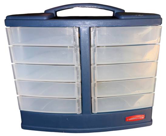Vintage Rubbermaid Crafts Parts Storage Organizer Bin Swing Out Drawer 1