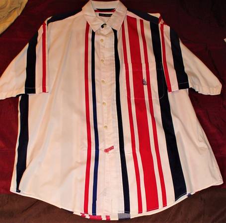 Nautica Men's Shirt Large Red White Blue Good Quality Clean 1