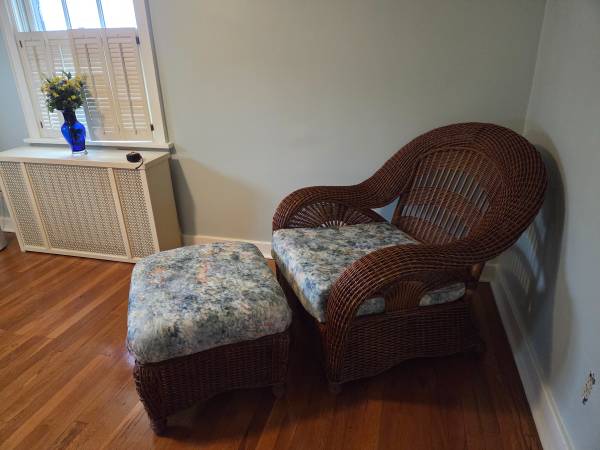Rattan chair and ottoman 1