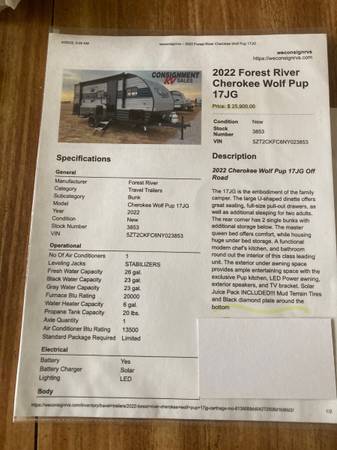 2022 Forest River Cherokee Wolf Pup 1
