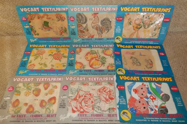 9 VINTAGE 1940s/50s HOT Iron Transfer PATTERNS 1