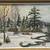 Midcentury Winter River Forest Landscape Oil Painting by L. Neilson 2 thumbnail