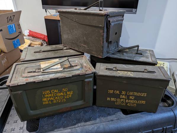 5 Vintage Army Ammo Cans 1