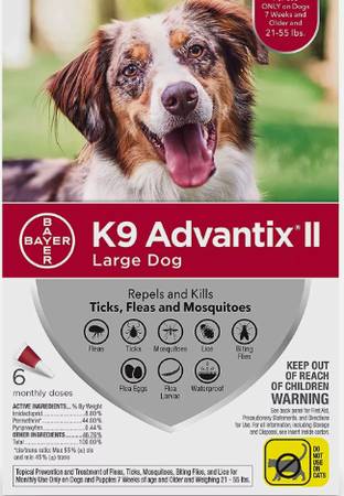 BAYER K9 ADVANTIX II LARGE DOG 3 SEALED DOSES LEFT 1