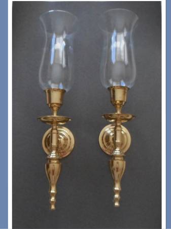 2 hurricane lamps - brass - lacquered & will not tarnish 1