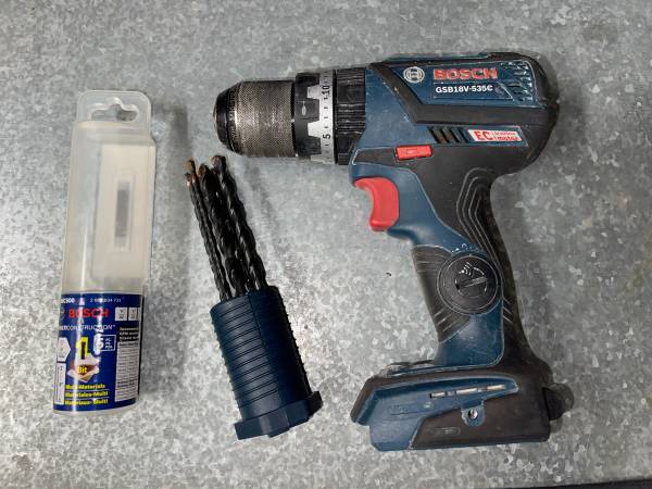 Bosch Cordless 18V 535 Hammer Drill Driver w Cement Bits 1