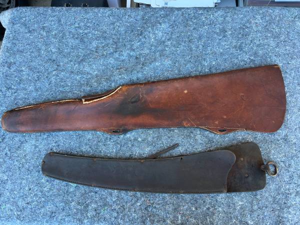 2 VINTAGE LEATHER RIFLE SCABBARDS 1