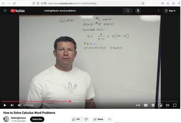 Calculus Algebra Geometry Tutor - The Midnighttutor on Youtube 1