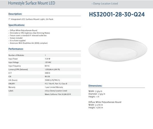 Progress Lighting LED Surface Mount Light, 7 in - Contractor 24 Ct Box 1