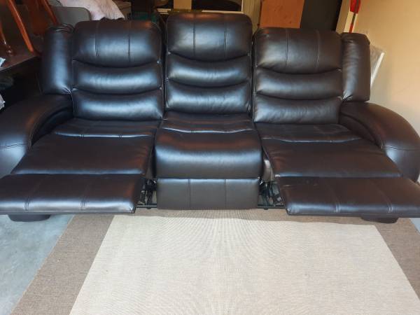 Sofa breathable black faux leather recliner 1