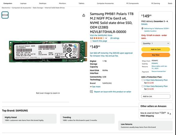 SSDs empresariales Samsung de 1 TB (nuevos sin usar) - $7563471023579777121