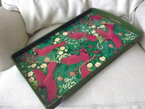 CARDINAL bird Christmas Party serving TRAY 1