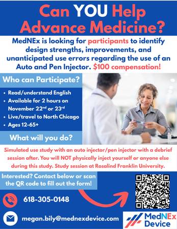 One Time Study Participant, $100 for less than 2hr session 1