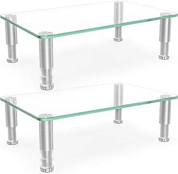 2 Pack Hemudu Glass Computer Monitor Riser with Height Adjustable 1