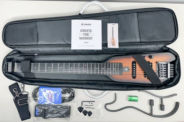 Donner HUSH-X 中古 Donner HUSH X Headless Electric Guitar White HS Pickup + Gig