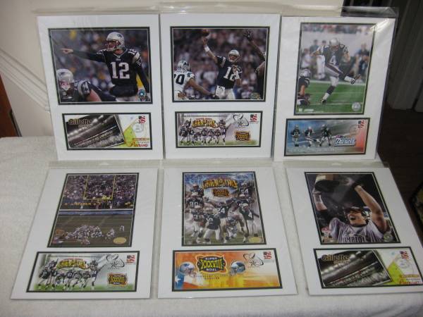6 New England Patriots Super Bowl XXXVIII & Misc. Matted Prints 1