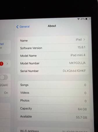 iPad Mini 4th Generation 64 GB WiFi - $80 (Sorrento Valley)63471188927105123