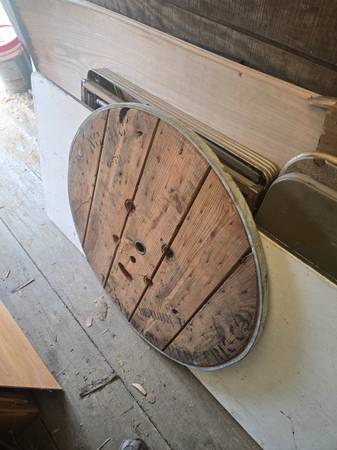 Cable spool end metal ring around it 35 inch 1