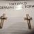 New 10K Gold Blue Topaz Cross Earrings 1 thumbnail