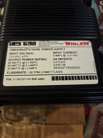 Fuente de alimentación para destellador Whelen UPS690. Nuevo sin usar - $90 (Baldwin)63471465028865122