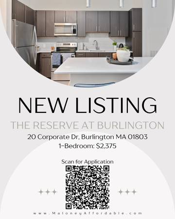 Luxury Apartment in Burlington-Income Restricted Apply 1