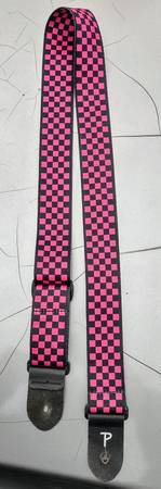 Perri's Leathers Double Side Pink/Black Checkerboard Guitar/Bass Strap 1