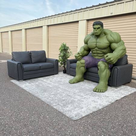 AFW Grey Leather Sofa + Loveseat - Delivery 1