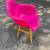 Pink Plastic Chair with Wood Legs Desk Living Room Patio Porch Dorm 2 thumbnail