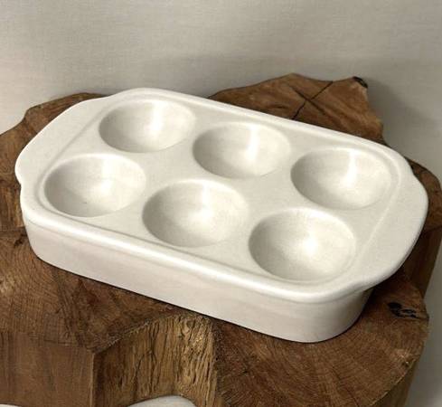 Ceramic 6 Egg Cups Tray Plate Holder Refrigerator Container 1