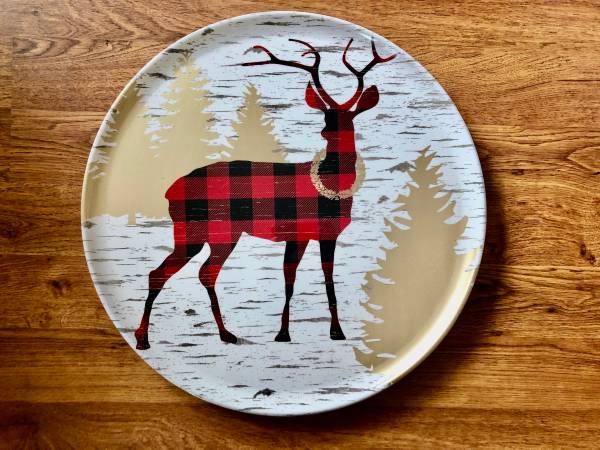 Plaid Reindeer Lazy Susan 1