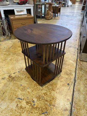 Rotating walnut side table bookcase 1