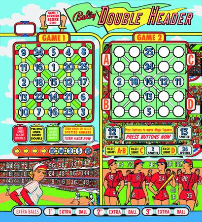 Bally Double Header pinball machine backglass 1