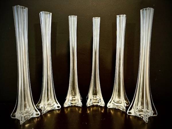 12pc New Large Tall Craft and Paper Eiffel Tower Centerpiece Glass Vas 1
