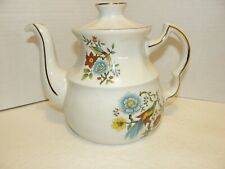 VINTAGE WOOD & SONS ELLGREAVE TEAPOT FLORAL BIRDS IRONSTONE ENGLAND 1