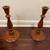 Vintage French MCM Two-Piece Turned Candlesticks! Solid Walnut! 1 thumbnail