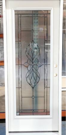 New 32" Full Deco Glass LH Inswing Fiberglass Exterior Entry Door 1