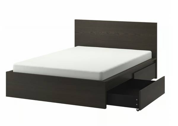 Ikea Malm King Bed Frame with 2 x Drawers 1