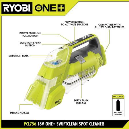 New In Box! Ryobi 18V ONE+ SWIFTClean Spot Cleaner (Tool Only) 1