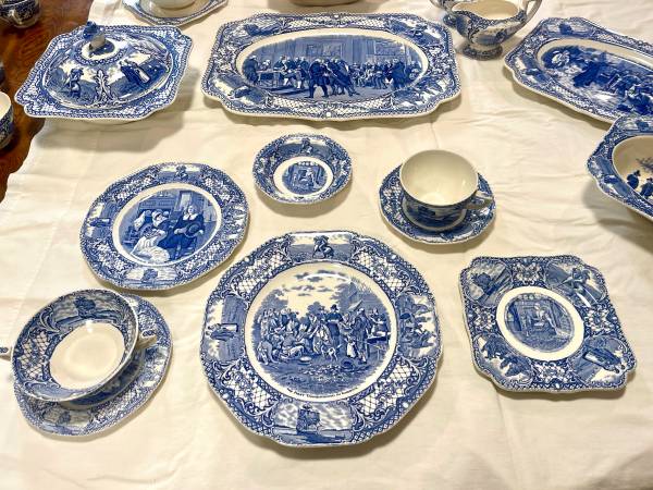 Vintage First Thanksgiving and Colonial Times China Service Set 1